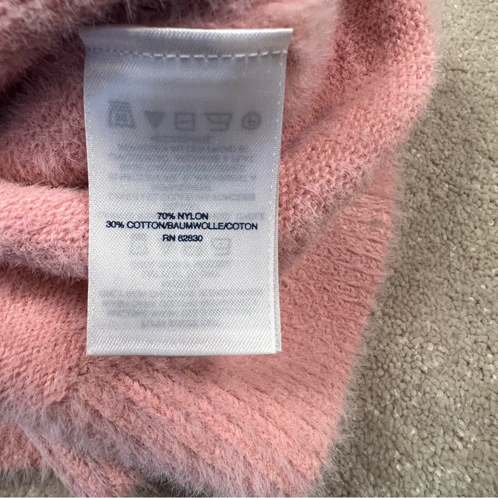 Lands' End Pink Soft Fuzzy Mock Neck Sweater Nylon/Cotton Blend Women's Large - Picture 11 of 12